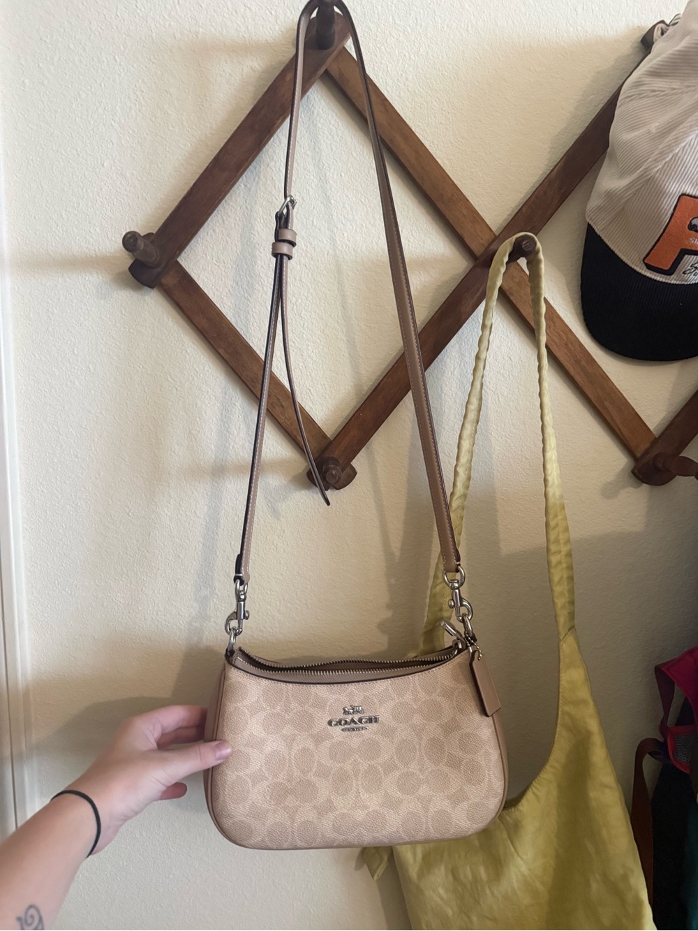 Coach Signature Mini Crossbody in Blush and Tan